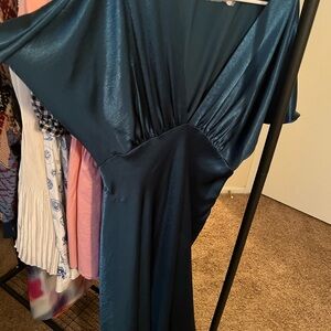 Free People Teal Satin Gown